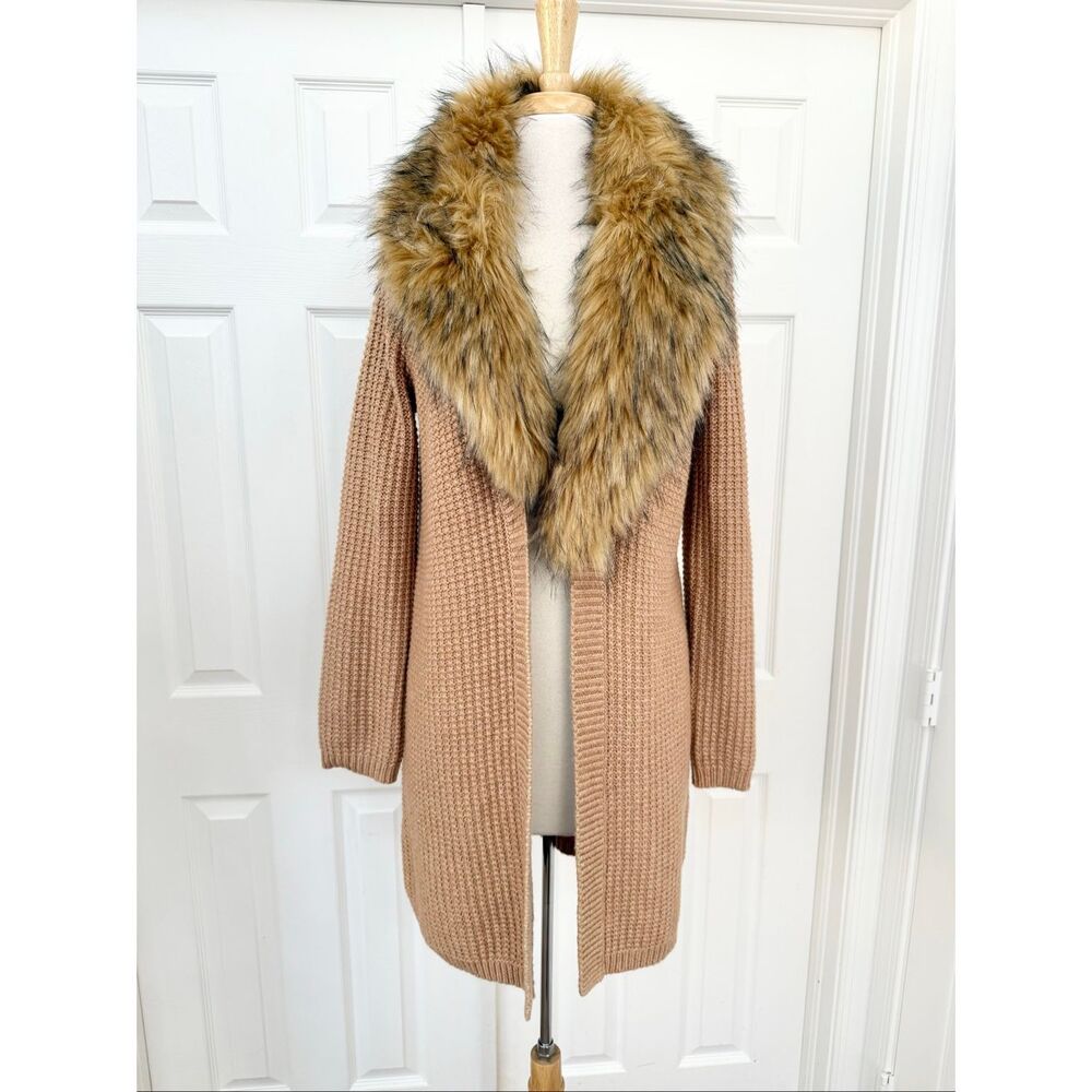Lilly Pulitzer Adelaine Long Cardigan Heathered Tiki Hut Metallic Faux Fur NWT M